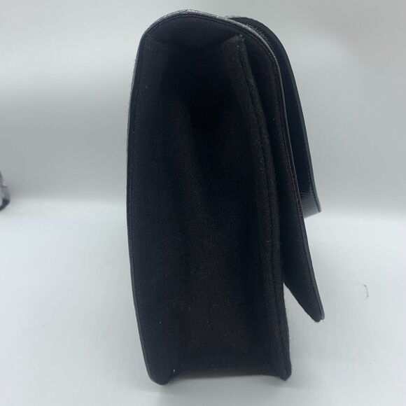 Hobo International Black Fabric Patent Leather Purse Handbag Flap Front - Picture 7 of 14